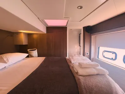 Cabin on Virgo, a Bali 4.8 catamaran at Marmaris, Turkey