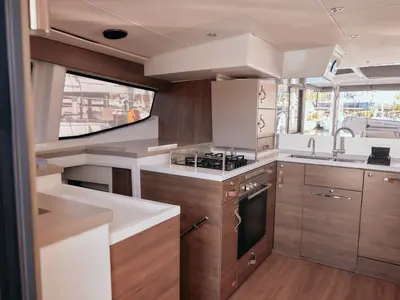 Galley of Virgo, a Bali 4.8 catamaran at Marmaris, Turkey