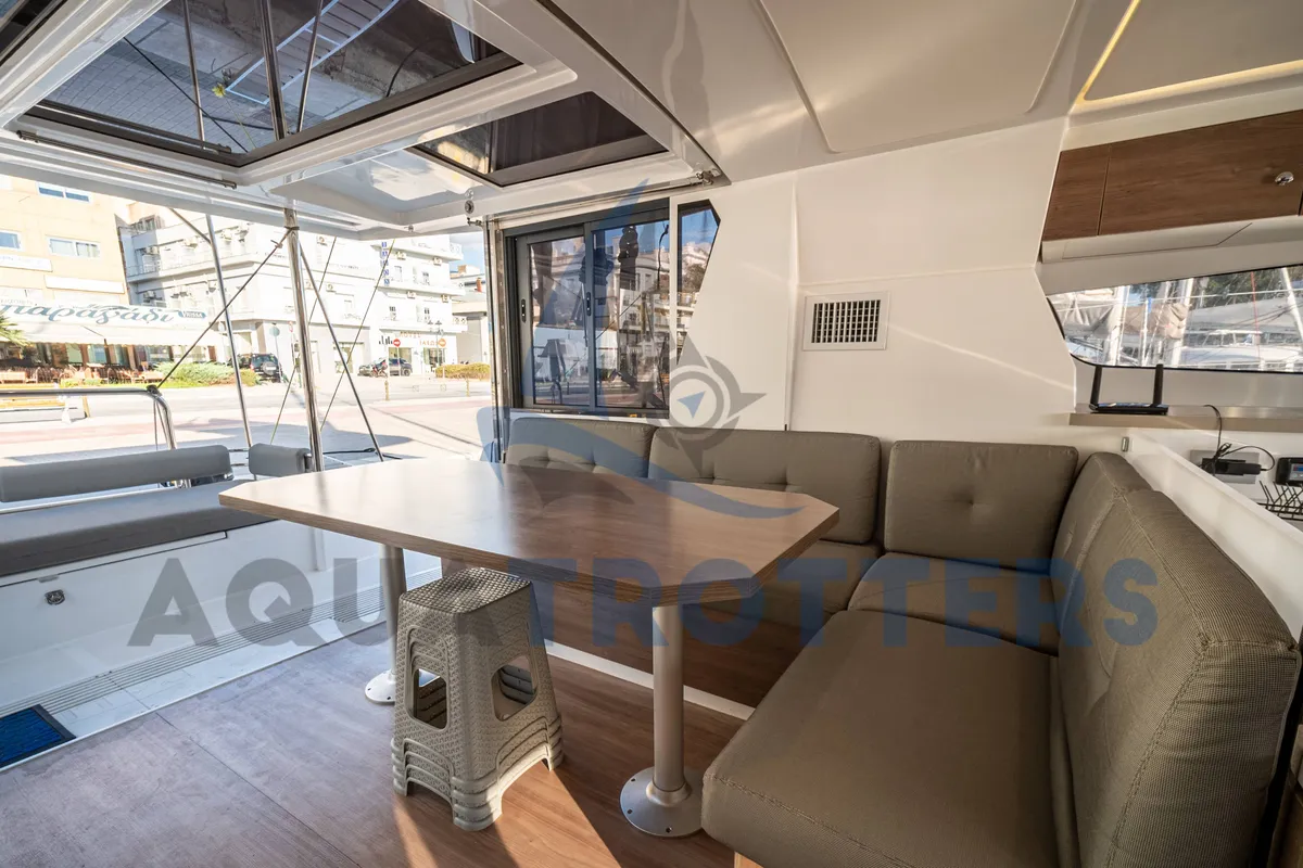Salon of Silver IX, a Bali 4.2 catamaran at Volos Municipality, Greece
