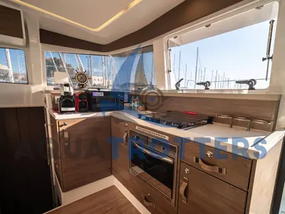 Galley of Silver IX, a Bali 4.2 catamaran at Volos Municipality, Greece