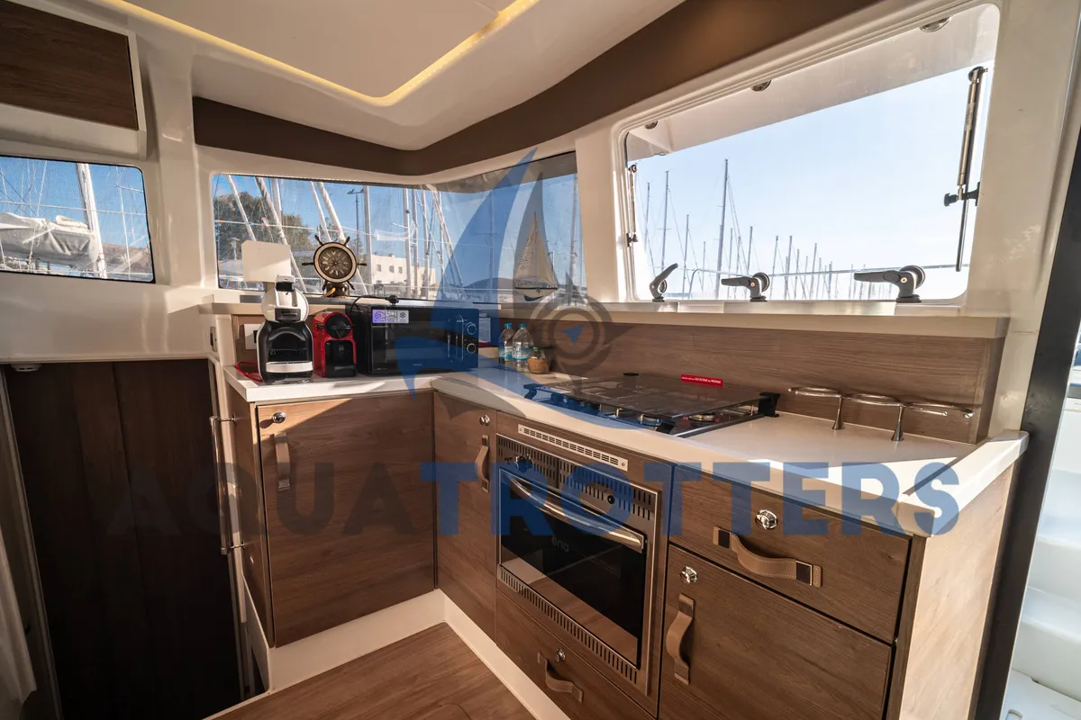 Galley of Silver IX, a Bali 4.2 catamaran at Volos Municipality, Greece