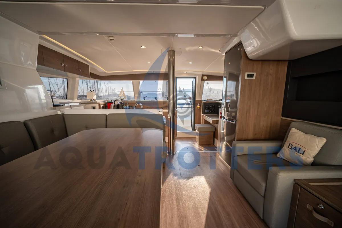 Salon of Silver IX, a Bali 4.2 catamaran at Volos Municipality, Greece