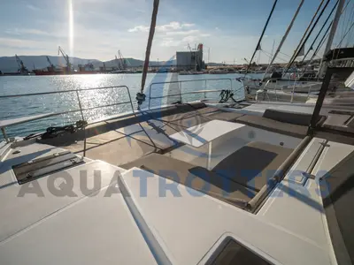 Deck of Silver IX, a Bali 4.2 catamaran at Volos Municipality, Greece