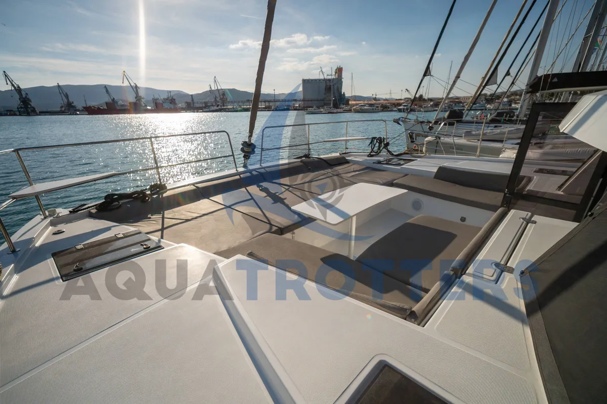 Deck of Silver IX, a Bali 4.2 catamaran at Volos Municipality, Greece