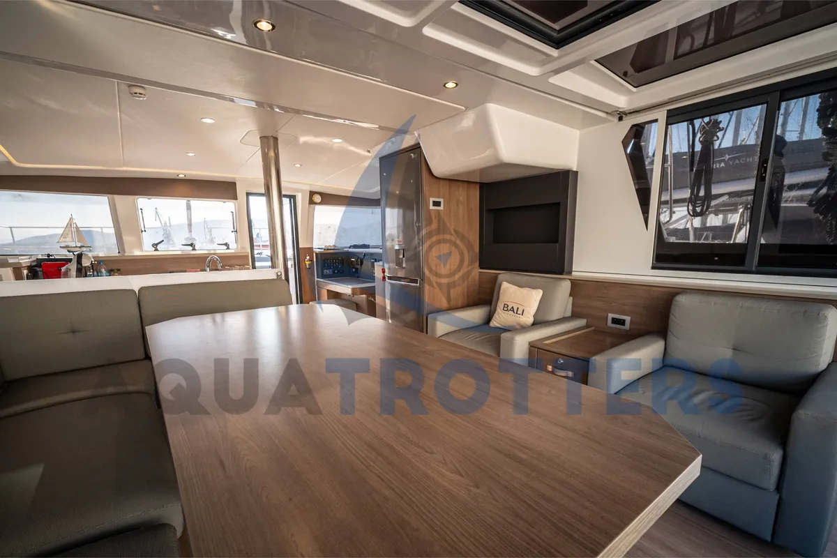 Salon of Silver IX, a Bali 4.2 catamaran at Volos Municipality, Greece