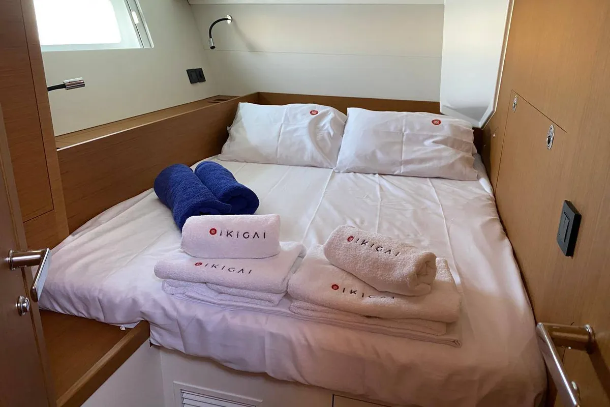 Cabin on Ikigai, a Beneteau First 53 sailboat at Lavrion, Greece