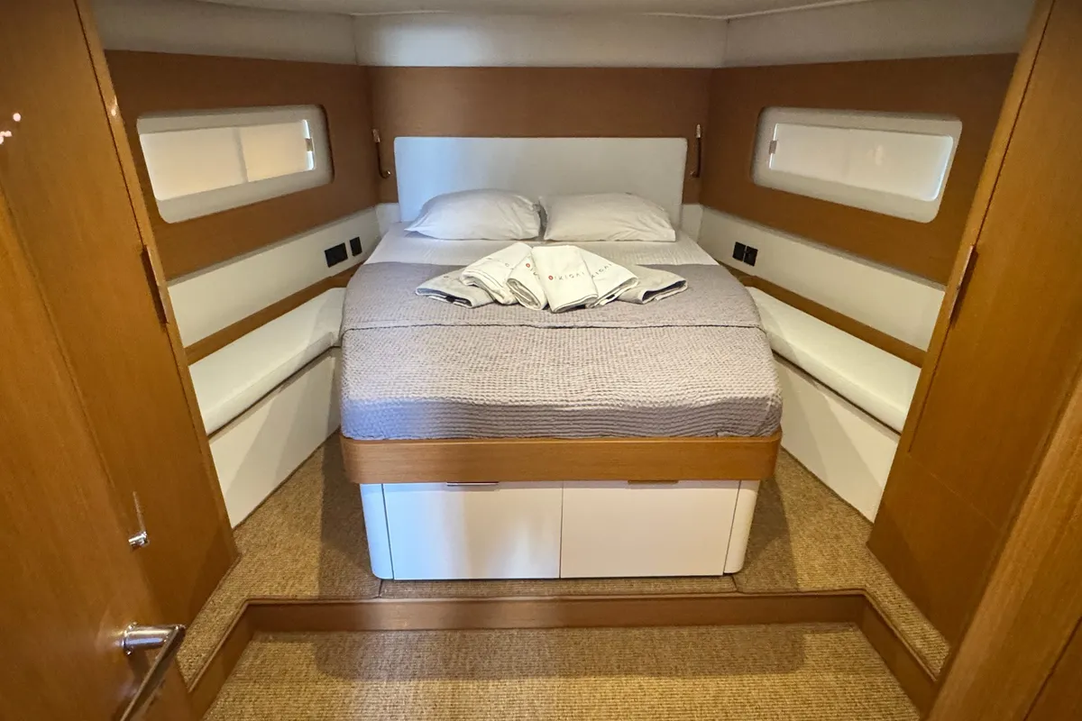 Cabin on Ikigai, a Beneteau First 53 sailboat at Lavrion, Greece