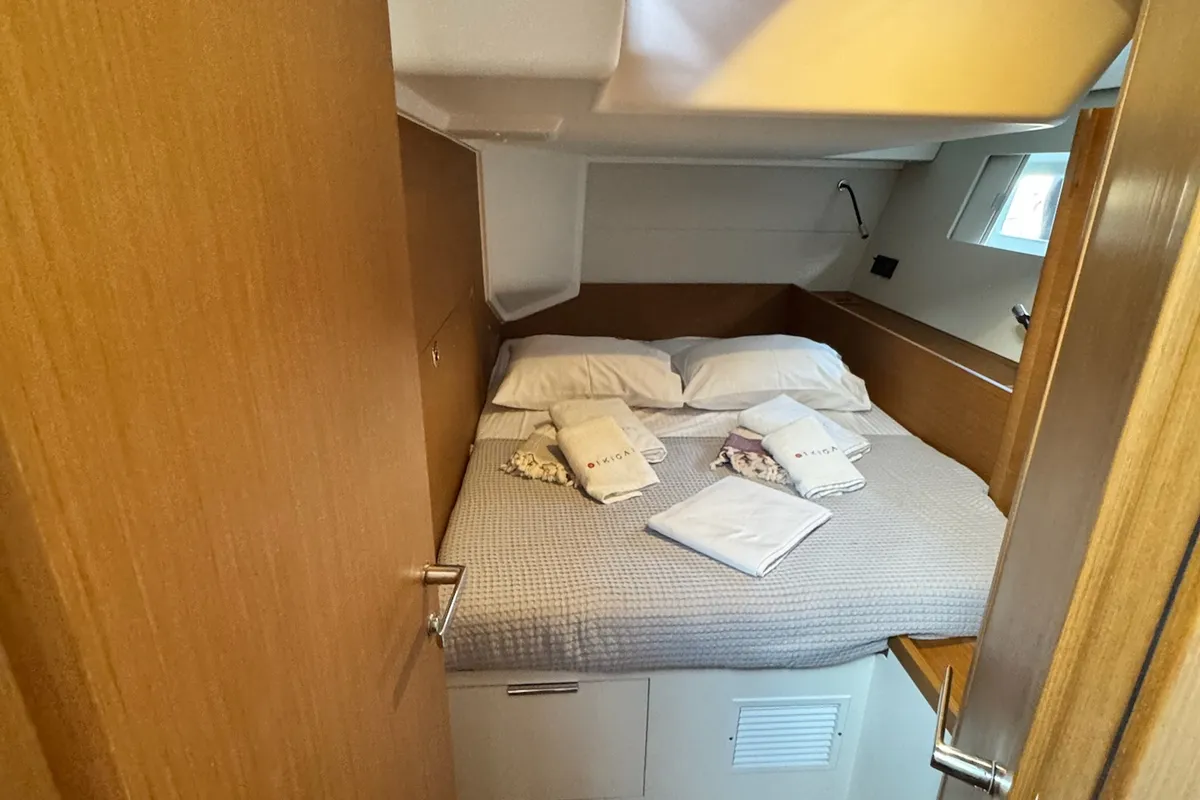 Cabin on Ikigai, a Beneteau First 53 sailboat at Lavrion, Greece