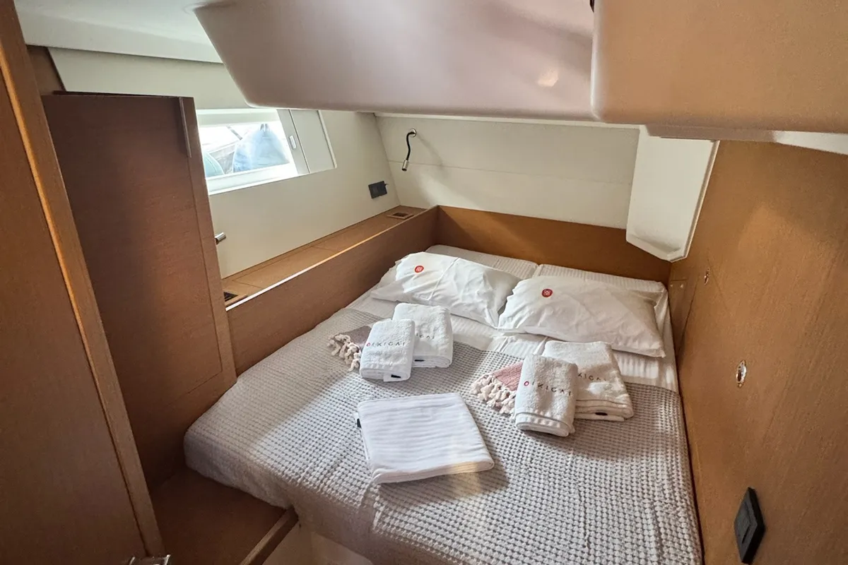 Cabin on Ikigai, a Beneteau First 53 sailboat at Lavrion, Greece