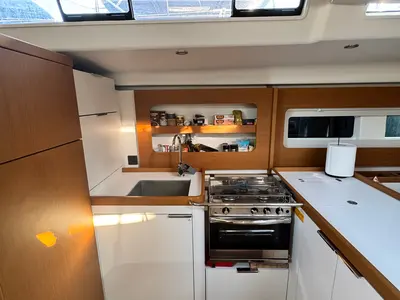 Galley of Ikigai, a Beneteau First 53 sailboat at Lavrion, Greece