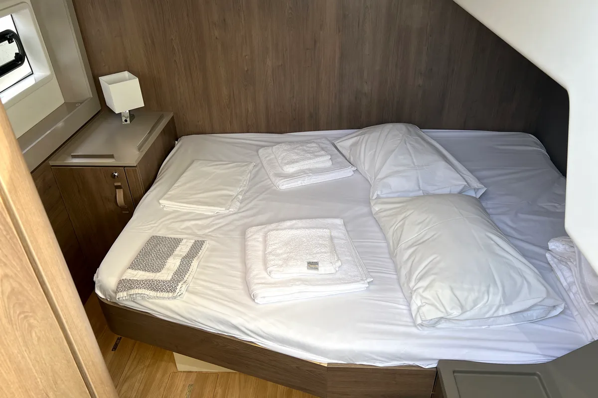Cabin on Chillout, a Bali 4.6 catamaran at Athens, Greece