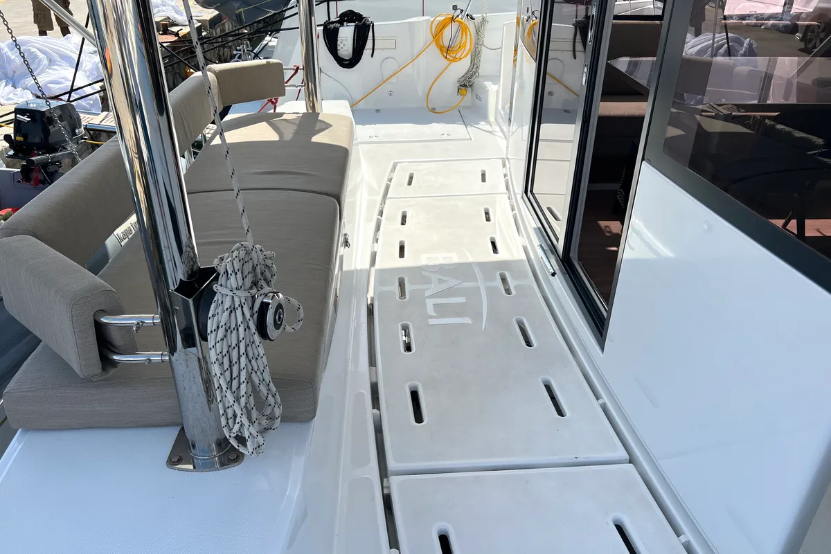 Deck of Chillout, a Bali 4.6 catamaran at Athens, Greece