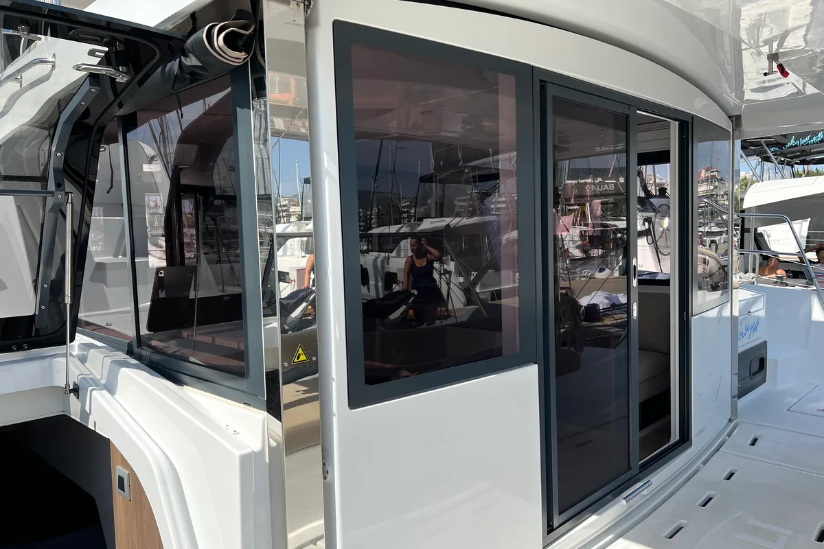 Deck of Chillout, a Bali 4.6 catamaran at Athens, Greece