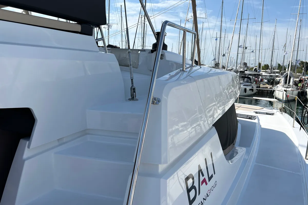 Deck of Chillout, a Bali 4.6 catamaran at Athens, Greece