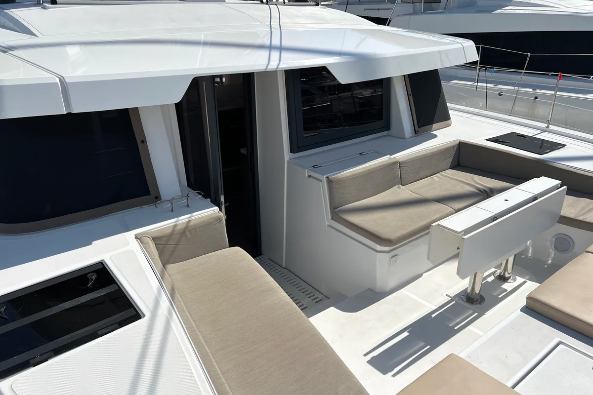 Deck of Chillout, a Bali 4.6 catamaran at Athens, Greece