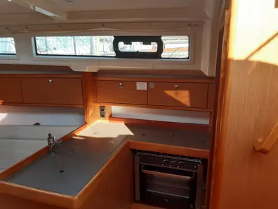 Galley of Olympia, a Bavaria Cruiser 34 sailboat at Puntone di Scarlino, Italy