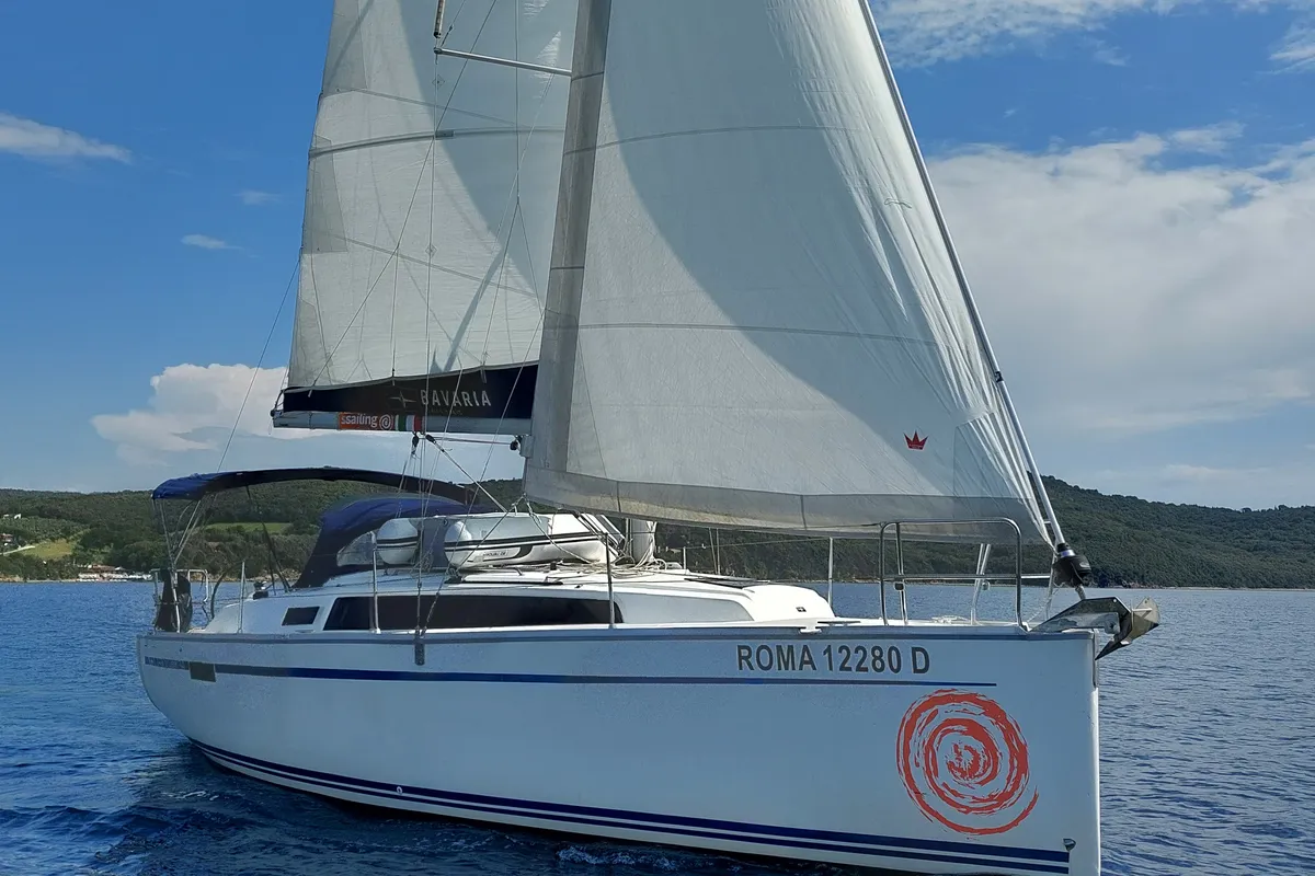 Exterior view of Olympia, a Bavaria Cruiser 34 sailboat at Puntone di Scarlino, Italy