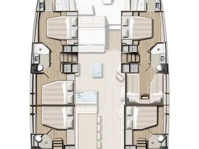 Floor plan of High hopes , a Bali 5.4 catamaran at Road Town, British Virgin Islands