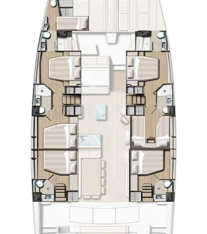 Floor plan of High hopes , a Bali 5.4 catamaran at Road Town, British Virgin Islands