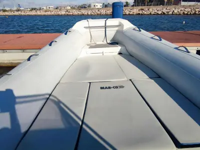 Deck of Wally Gator, a MAR-CO TwentyFive motorboat at Olbia, Italy