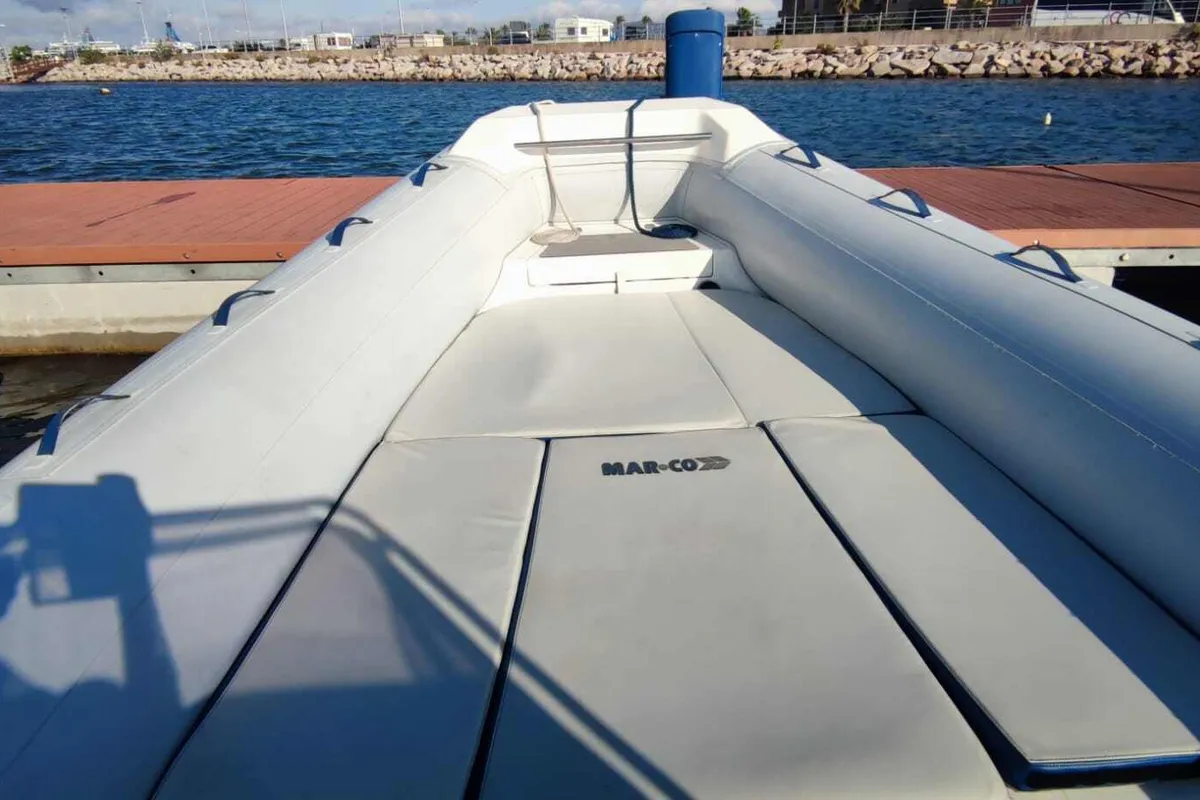 Deck of Wally Gator, a MAR-CO TwentyFive motorboat at Olbia, Italy