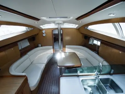Salon of Afroditi, a Jeanneau Sun Odyssey 39 DS sailboat at Palairos, Greece