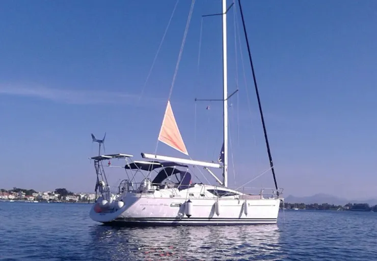 Exterior view of Afroditi, a Jeanneau Sun Odyssey 39 DS sailboat at Palairos, Greece