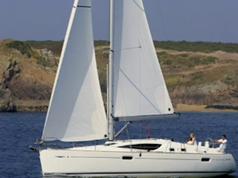 Exterior view of Afroditi, a Jeanneau Sun Odyssey 39 DS sailboat at Palairos, Greece