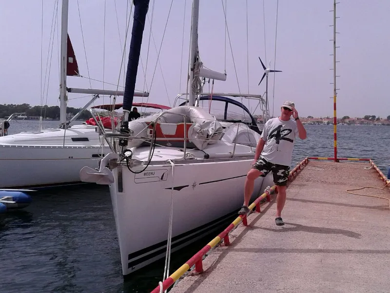 Exterior view of Afroditi, a Jeanneau Sun Odyssey 39 DS sailboat at Palairos, Greece