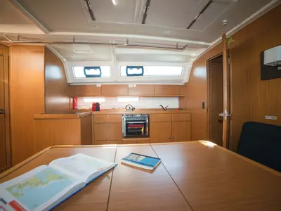 Salon of Charm, a Bavaria Cruiser 46 sailboat at Lavrion, Greece