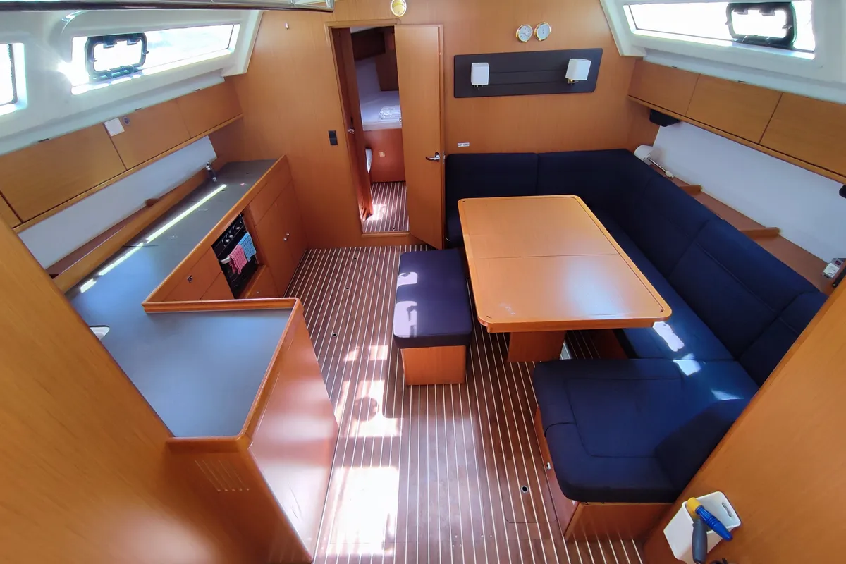 Salon of Charm, a Bavaria Cruiser 46 sailboat at Lavrion, Greece