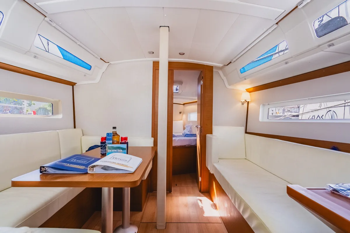 Salon of Calypso Express, a Jeanneau Sun Odyssey 380 sailboat at Road Town, British Virgin Islands
