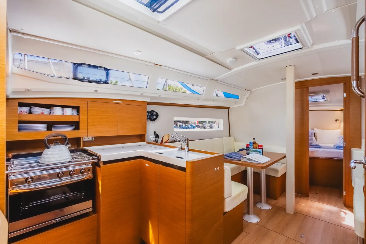 Galley of Calypso Express, a Jeanneau Sun Odyssey 380 sailboat at Road Town, British Virgin Islands