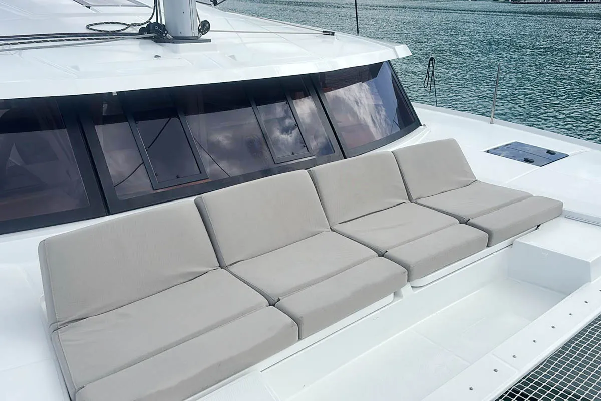 Neza, a Fountaine Pajot Astrea 42 Quatuor catamaran at Roche Caiman, Seychelles