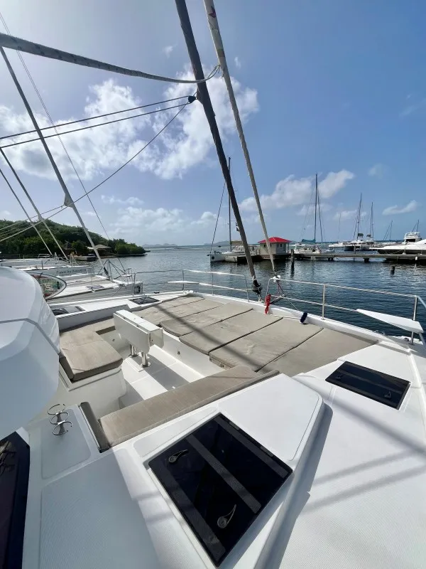 Deck of Sea Dog, a Bali 4.6 catamaran at Parham Town, British Virgin Islands