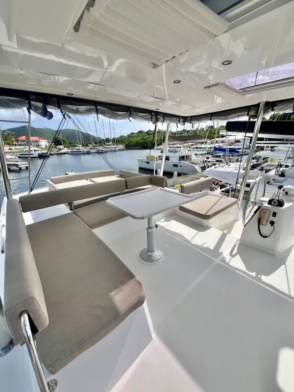 Deck of Sea Dog, a Bali 4.6 catamaran at Parham Town, British Virgin Islands