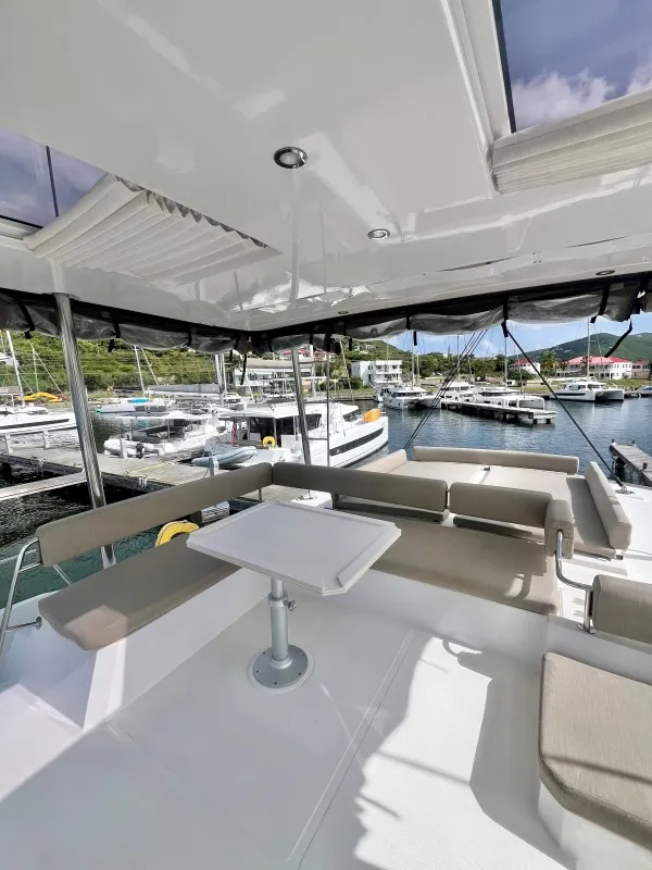 Deck of Sea Dog, a Bali 4.6 catamaran at Parham Town, British Virgin Islands