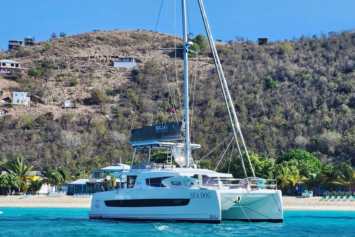 Exterior view of Sea Dog, a Bali 4.6 catamaran at Parham Town, British Virgin Islands
