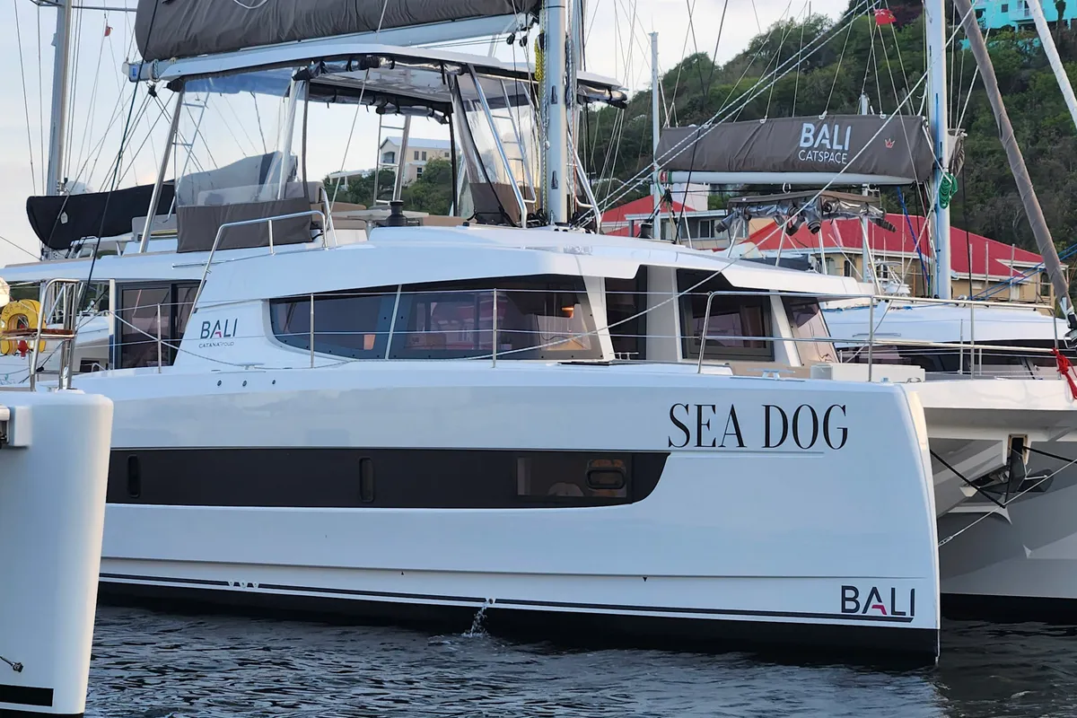 Exterior view of Sea Dog, a Bali 4.6 catamaran at Parham Town, British Virgin Islands