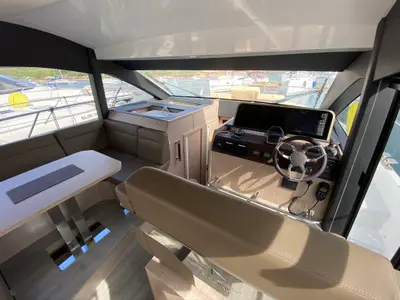 Salon of Blue Lagoon II, a Sealine F430 motor yacht at Pula, Croatia