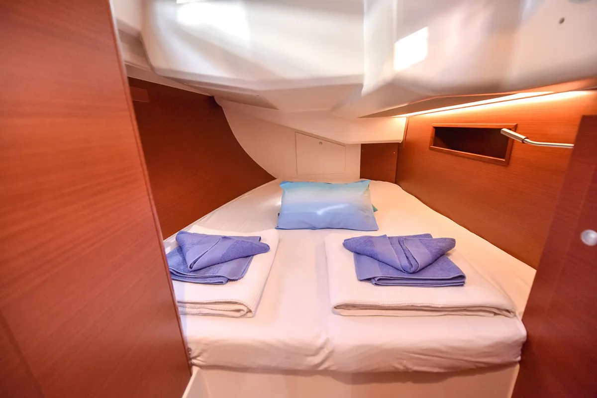 Cabin on Gobun, a Hanse 458 sailboat at Fethiye, Turkey