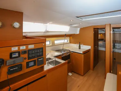 Galley of Nygma Prime, a Jeanneau Sun Odyssey 490 sailboat at Kaštela, Croatia
