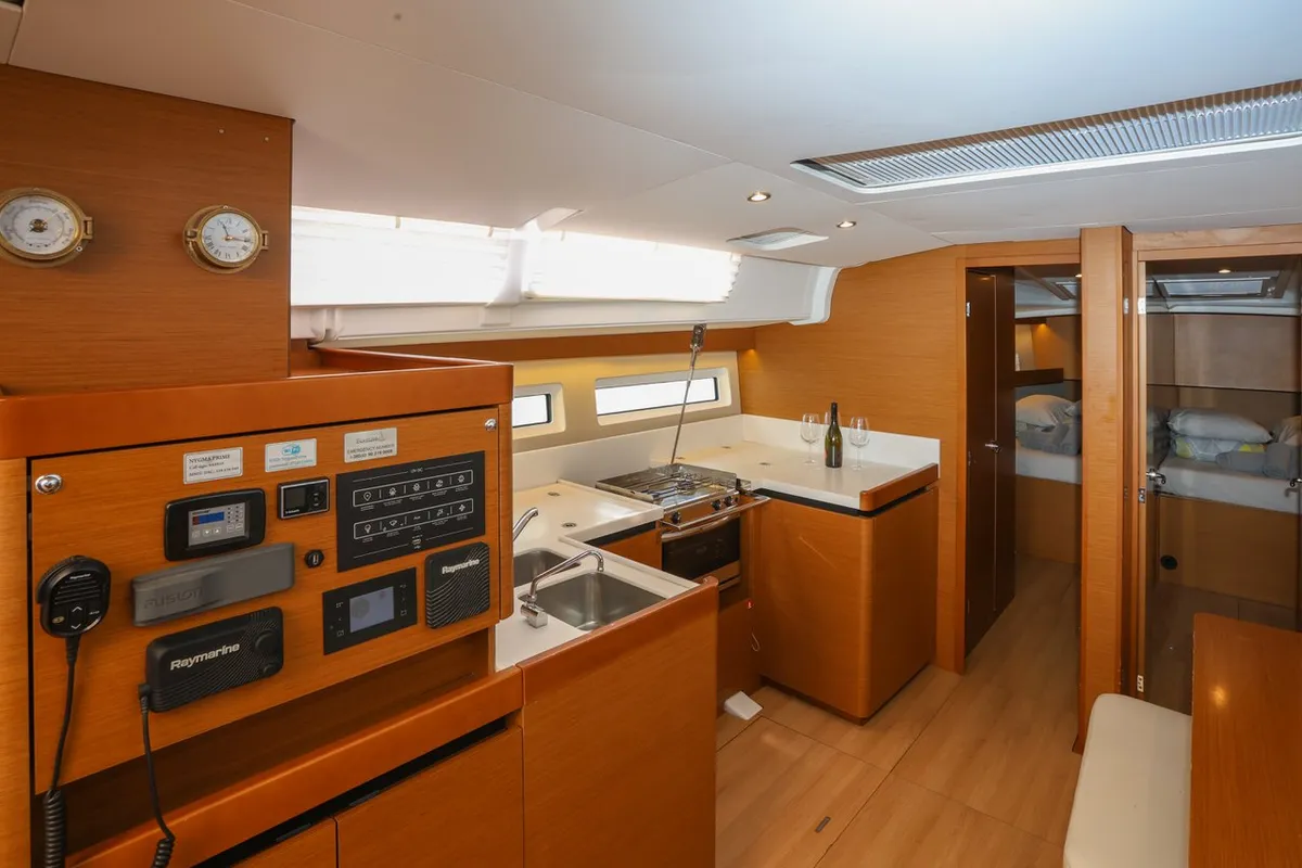 Galley of Nygma Prime, a Jeanneau Sun Odyssey 490 sailboat at Kaštela, Croatia