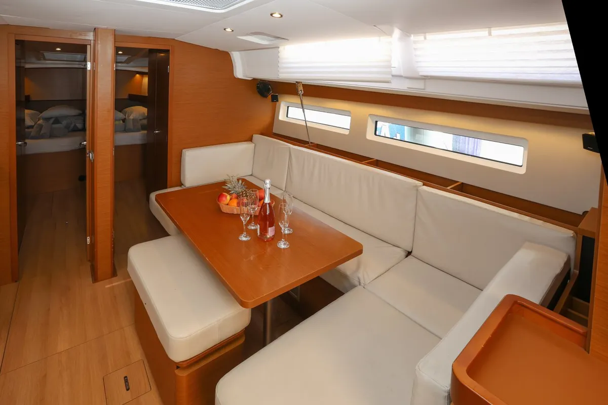 Salon of Nygma Prime, a Jeanneau Sun Odyssey 490 sailboat at Kaštela, Croatia