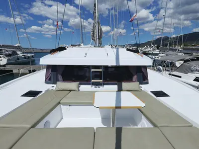 Cockpit of Le Petite Prince - OW, a Bali Catsmart OW catamaran at Kaštela, Croatia