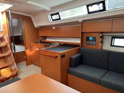 Galley of Nava, a Bavaria C42 sailboat at Fethiye, Turkey