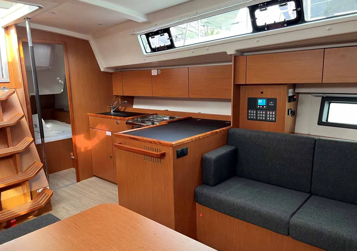 Galley of Nava, a Bavaria C42 sailboat at Fethiye, Turkey