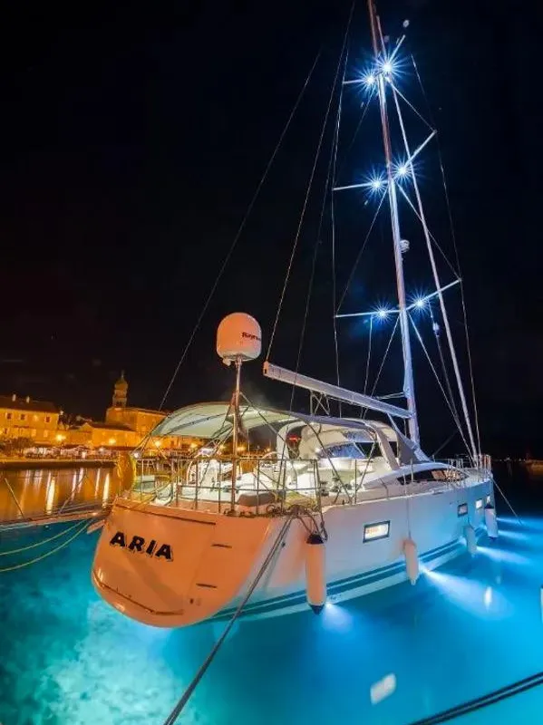 Exterior view of Aria, a Jeanneau 64 sailboat at Grad Pula, Croatia