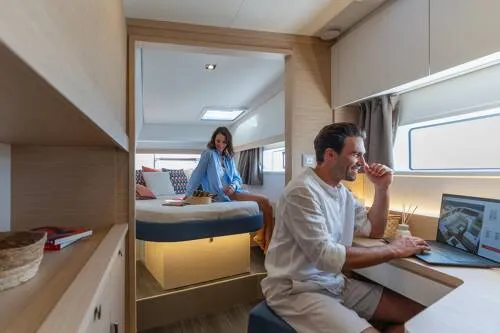 Cabin on FP 44, a Fountaine Pajot New 44 catamaran at es Jonquet, Spain