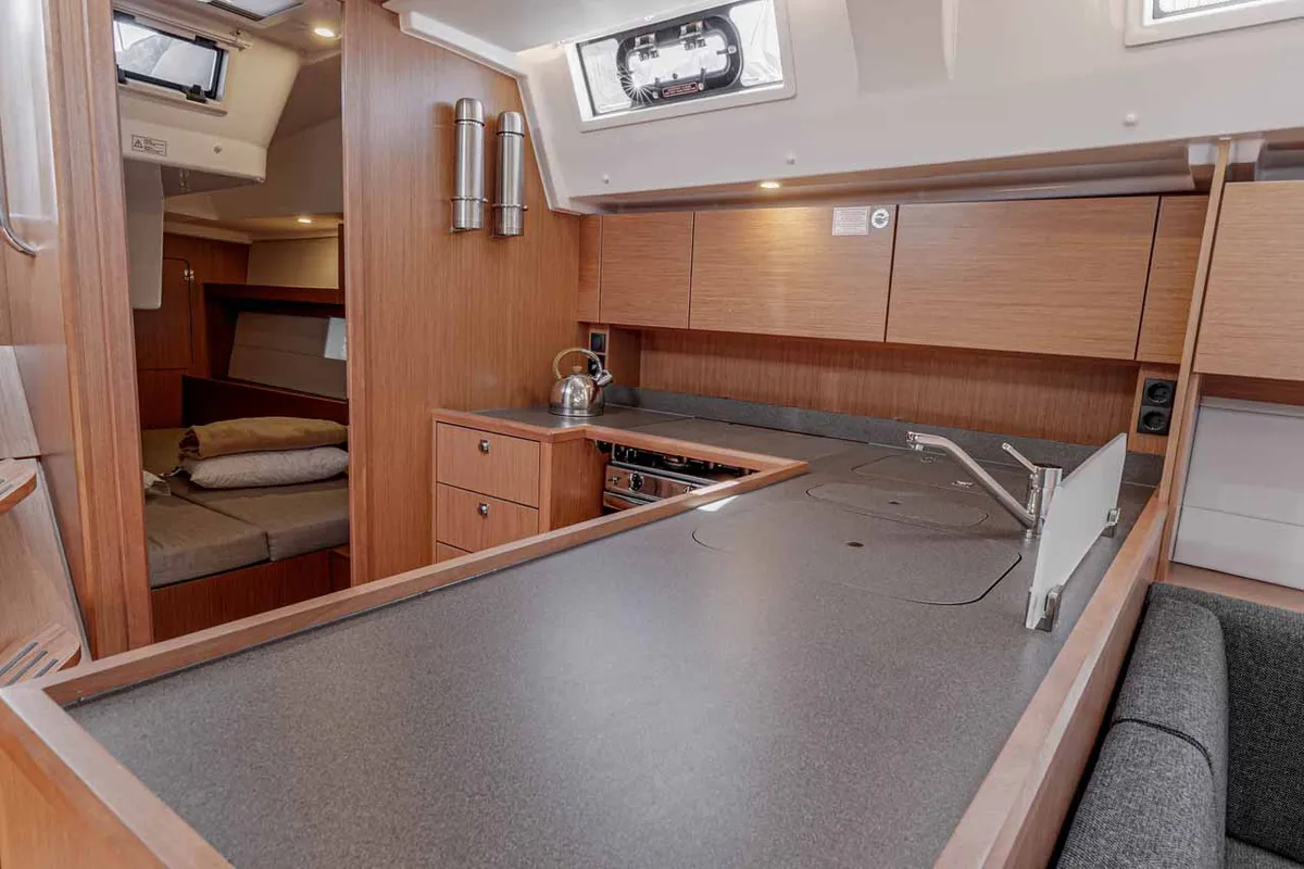 Galley of Deep Blue, a Bavaria C45 sailboat at Municipal Unit of Lefkada, Greece